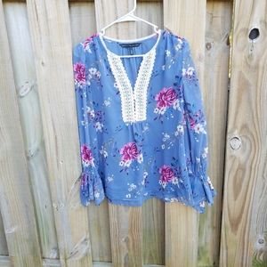 White house black market sheer floral tunic size 2